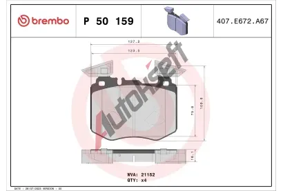 BREMBO Sada brzdovch destiek BRE P50159, P 50 159