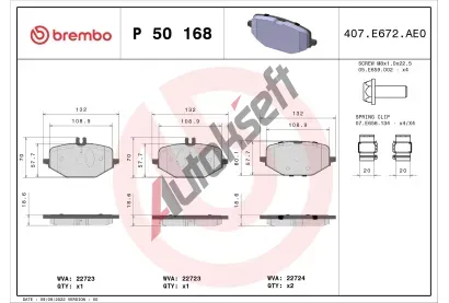 BREMBO Sada brzdovch destiek BRE P50168, P 50 168
