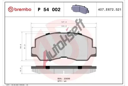 BREMBO Sada brzdovch destiek BRE P54002, P 54 002