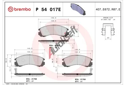 BREMBO Sada brzdových destiček BEYOND LINE - EV BRE P54017E, P 54 017E BREMBO Sada brzdových destiček BEYOND LINE - EV BRE P54017E, P 54 017E