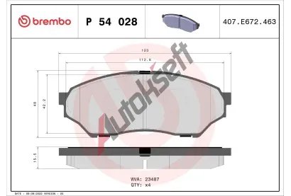 BREMBO Sada brzdovch destiek - kotouov brzda BRE P54028, P 54 028