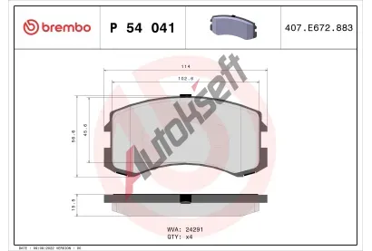 BREMBO Sada brzdovch destiek BRE P54041, P 54 041