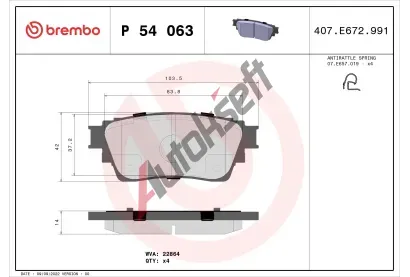 BREMBO Sada brzdovch destiek BRE P54063, P 54 063