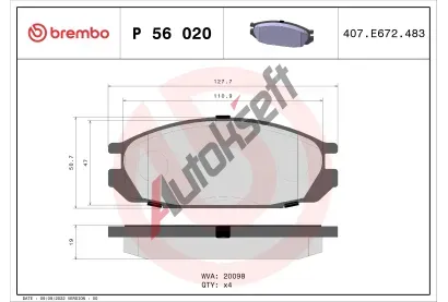 BREMBO Sada brzdovch destiek - kotouov brzda BRE P56020, P 56 020