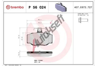 BREMBO Sada brzdovch destiek - kotouov brzda BRE P56024, P 56 024