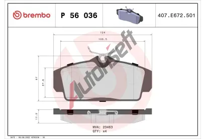 BREMBO Sada brzdovch destiek - kotouov brzda BRE P56036, P 56 036