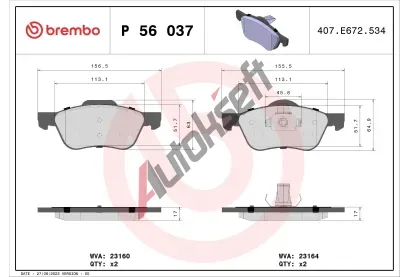 BREMBO Sada brzdovch destiek - kotouov brzda BRE P56037, P 56 037