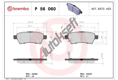 BREMBO Sada brzdovch destiek - kotouov brzda BRE P56060, P 56 060