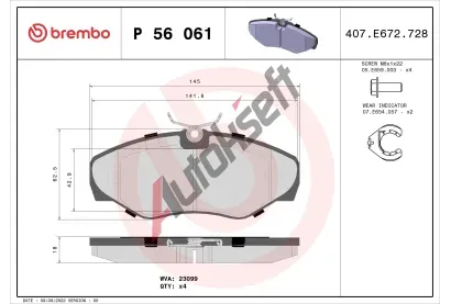 BREMBO Sada brzdovch destiek - kotouov brzda BRE P56061, P 56 061