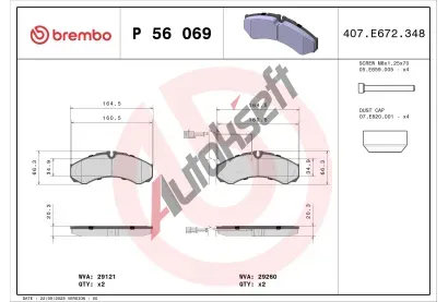 BREMBO Sada brzdovch destiek - kotouov brzda BRE P56069, P 56 069