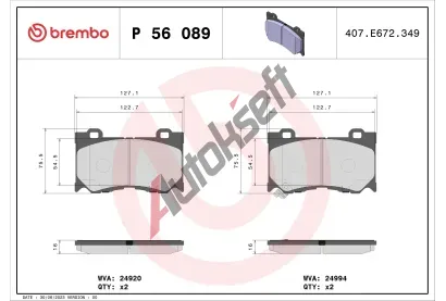 BREMBO Sada brzdovch destiek BRE P56089, P 56 089