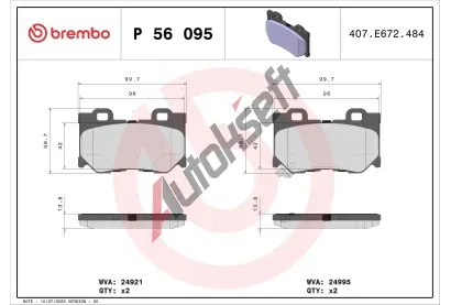 BREMBO Sada brzdovch destiek BRE P56095, P 56 095