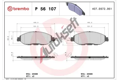 BREMBO Sada brzdovch destiek BRE P56107, P 56 107