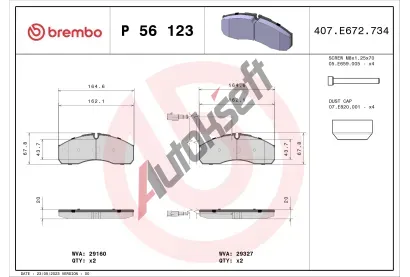 BREMBO Sada brzdovch destiek BRE P56123, P 56 123