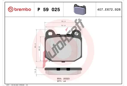 BREMBO Sada brzdovch destiek - kotouov brzda BRE P59025, P 59 025