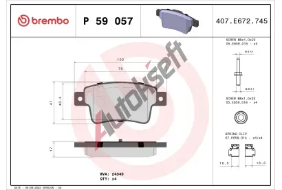 BREMBO Sada brzdovch destiek - kotouov brzda BRE P59057, P 59 057