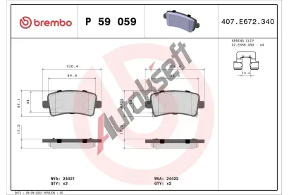 BREMBO Sada brzdovch destiek - kotouov brzda BRE P59059, P 59 059