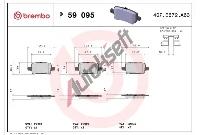 BREMBO Sada brzdovch destiek PRIME LINE BRE P59095, P 59 095