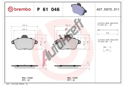 BREMBO Sada brzdovch destiek - kotouov brzda BRE P61046, P 61 046