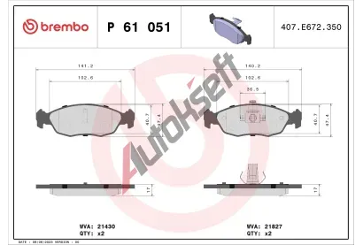 BREMBO Sada brzdovch destiek - kotouov brzda BRE P61051, P 61 051