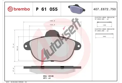 BREMBO Sada brzdovch destiek - kotouov brzda BRE P61055, P 61 055