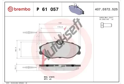 BREMBO Sada brzdovch destiek - kotouov brzda BRE P61057, P 61 057