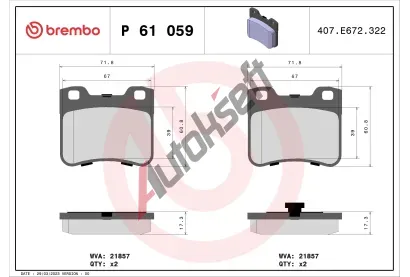 BREMBO Sada brzdovch destiek - kotouov brzda BRE P61059, P 61 059