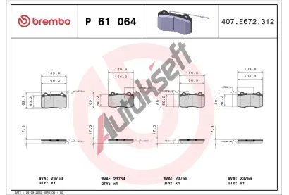 BREMBO Sada brzdovch destiek - kotouov brzda BRE P61064, P 61 064