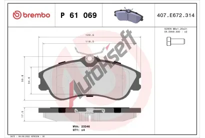 BREMBO Sada brzdovch destiek - kotouov brzda BRE P61069, P 61 069