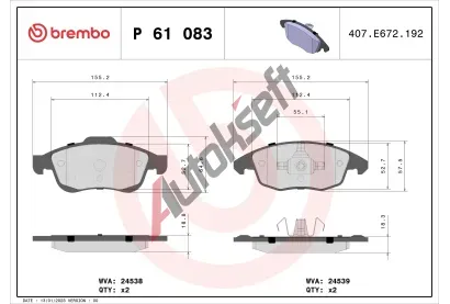 BREMBO Sada brzdovch destiek - kotouov brzda BRE P61083, P 61 083