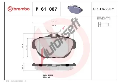 BREMBO Sada brzdovch destiek - kotouov brzda BRE P61087, P 61 087