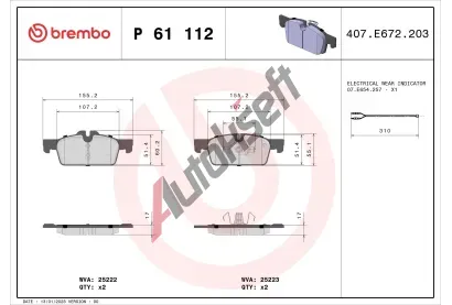 BREMBO Sada brzdovch destiek BRE P61112, P 61 112