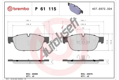 BREMBO Sada brzdovch destiek BRE P61115, P 61 115