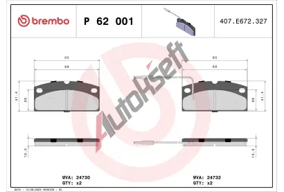 BREMBO Sada brzdovch destiek BRE P62001, BRE P 62 001