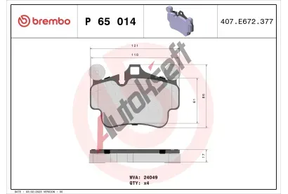 BREMBO Sada brzdovch destiek - kotouov brzda BRE P65014, P 65 014