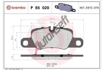 BREMBO Sada brzdovch destiek BRE P65020, P 65 020