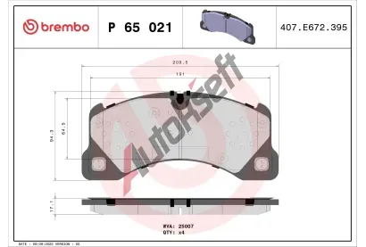 BREMBO Sada brzdovch destiek BRE P65021, P 65 021