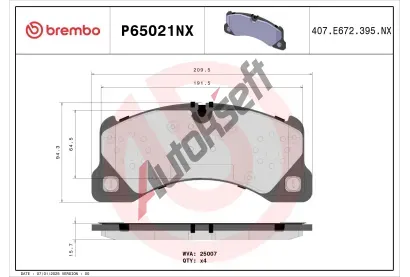 BREMBO Sada brzdových destiček XTRA LINE - Ceramic BRE P65021NX, P65021NX BREMBO Sada brzdových destiček XTRA LINE - Ceramic BRE P65021NX, P65021NX
