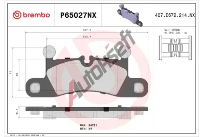 BREMBO Sada brzdovch destiek XTRA LINE - Ceramic BRE P65027NX, P65027NX