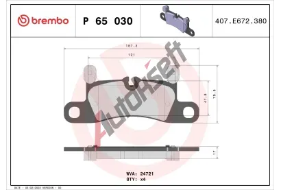 BREMBO Sada brzdovch destiek BRE P65030, P 65 030