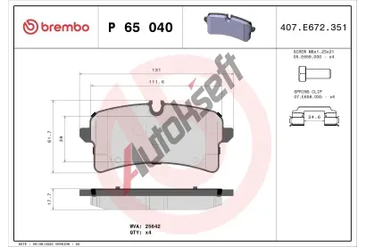 BREMBO Sada brzdovch destiek BRE P65040, BRE P 65 040