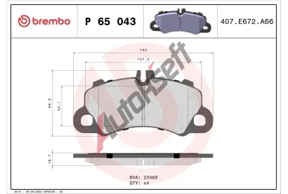 BREMBO Sada brzdovch destiek BRE P65043, P 65 043