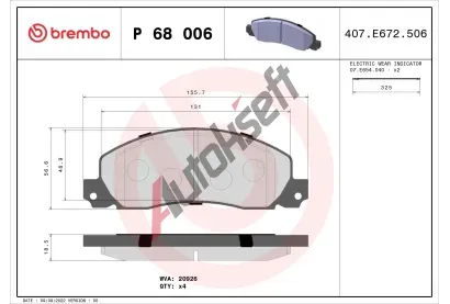 BREMBO Sada brzdovch destiek - kotouov brzda BRE P68006, P 68 006