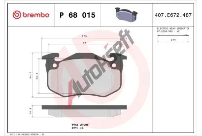 BREMBO Sada brzdovch destiek - kotouov brzda BRE P68015, P 68 015