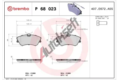 BREMBO Sada brzdovch destiek - kotouov brzda BRE P68023, P 68 023