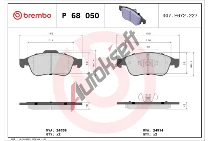 BREMBO Sada brzdovch destiek BREMBO XTRA LINE BRE P 68 050X, BRE P68050X