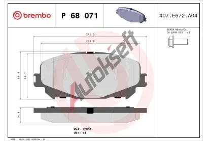 BREMBO Sada brzdovch destiek BRE P68071, P 68 071