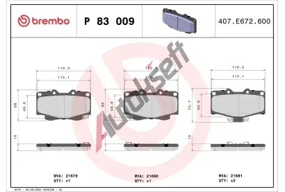 BREMBO Sada brzdovch destiek - kotouov brzda BRE P83009, P 83 009