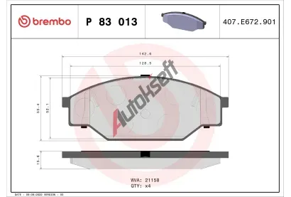 BREMBO Sada brzdových destiček BRE P83013, P 83 013 BREMBO Sada brzdových destiček BRE P83013, P 83 013