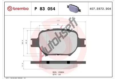 BREMBO Sada brzdovch destiek - kotouov brzda BRE P83054, P 83 054